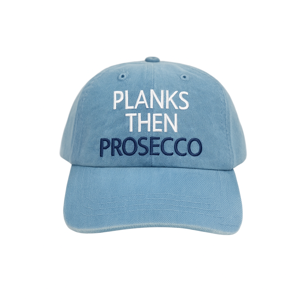 Planks then Prosecco Hat: Denim
